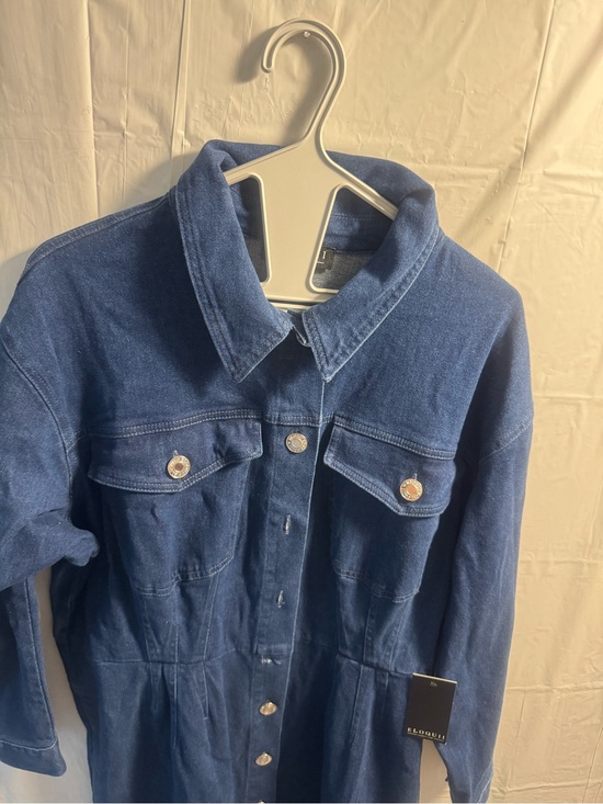 Eloquii Pants - Eloquii Indigo Denim Button-Front Jacket Dress